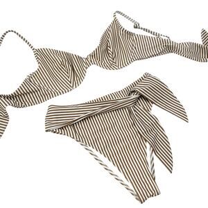 Abercrombie & fitch brown striped high waisted bikini